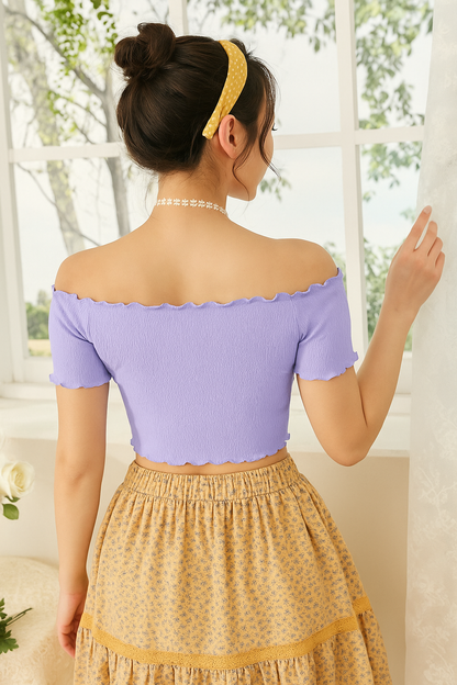 Tandul Crepe Off-Shoulder Top – Elegant Slim Fit Design