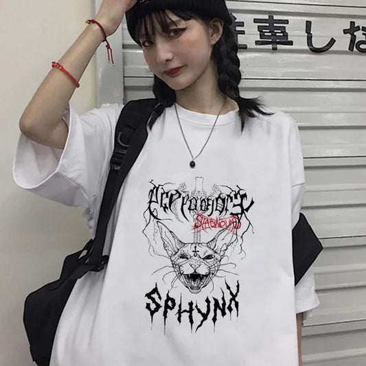 Shopee Wish Gothic Style Female T-shirt Punk Street Bad Girl T-shirts