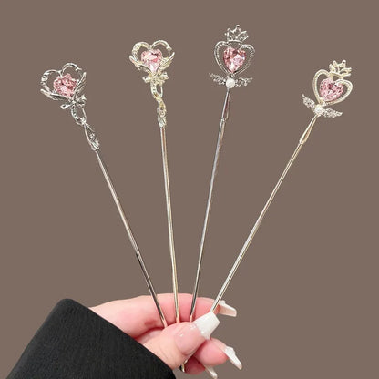 Pink Heart Magic Wand Hairpin (Code-ZX#479)