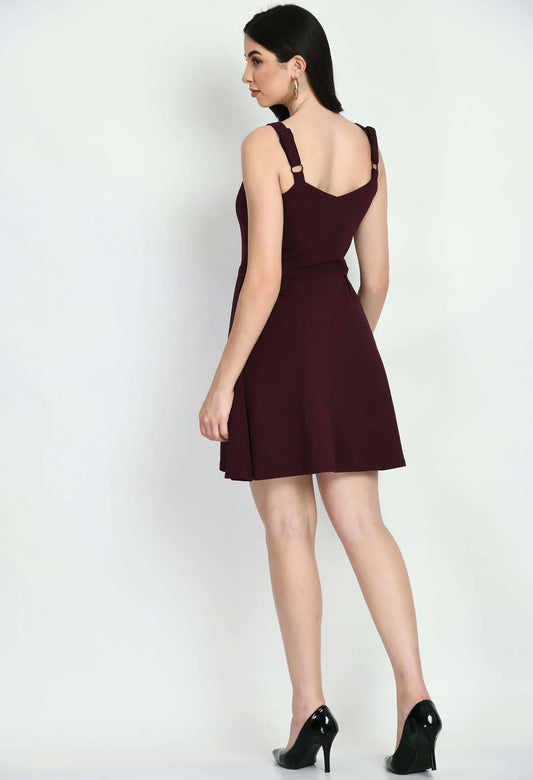 Women's Fit and Flare Wine Dress