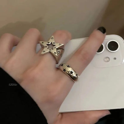 Dark Star Open Metal Ring – Hip Hop Gothic Style Adjustable Rings