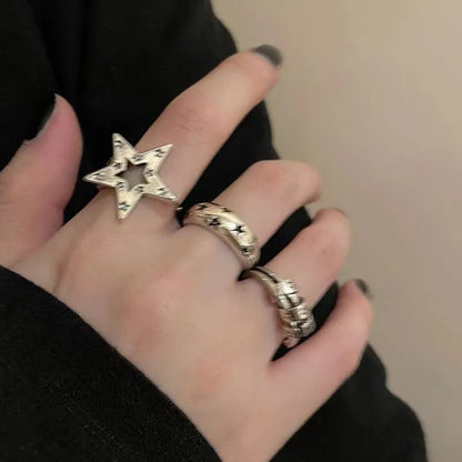Dark Star Open Metal Ring – Hip Hop Gothic Style Adjustable Rings