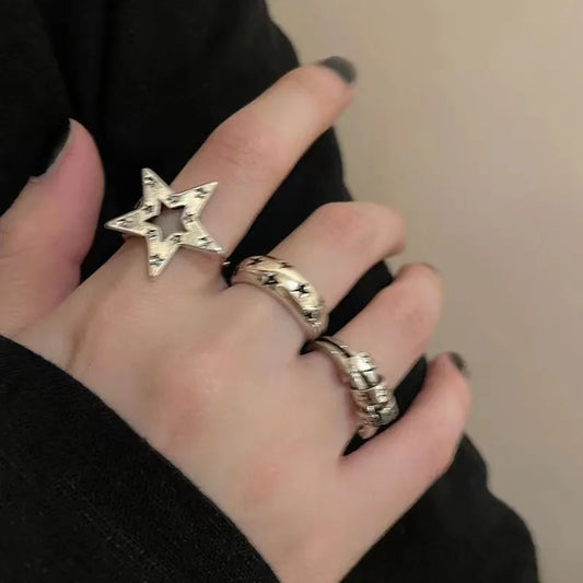 Dark Star Open Metal Ring – Hip Hop Gothic Style Adjustable Rings