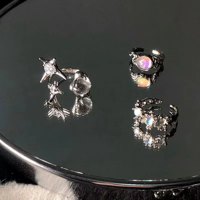 Y2K Star & Rose Crystal Ring