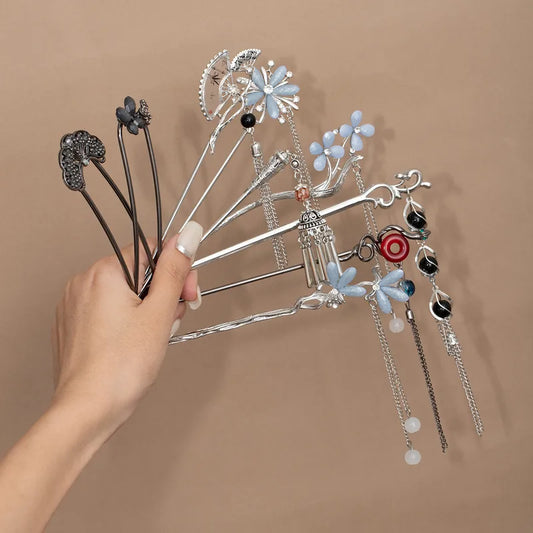 Floral Tassel Vintage Hairpin Set (Code-ZX#480)