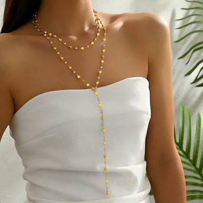 Women’s Elegant Heart Necklace Body Chain – Alloy Back Chain Jewelry for Party & Festival