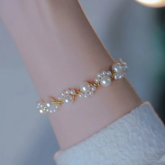 legant Aura Pearl Bracelet with Golden Touch