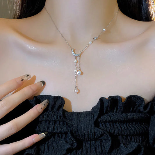 Moonlight Pearl Drop Necklace (Code-ZX#561)