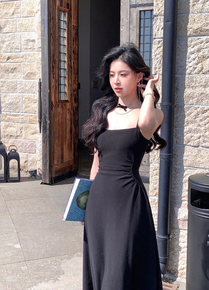 Women's Elegant White Square Neck Sleeveless Maxi Dress – French Slim Fit Evening Long Dress