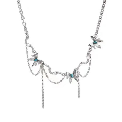 Glacier Butterfly Tassel Necklace for Women – Japanese Korean Fashion High-End Accessories
