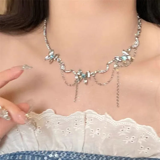 Glacier Butterfly Tassel Necklace for Women – Japanese Korean Fashion High-End Accessories