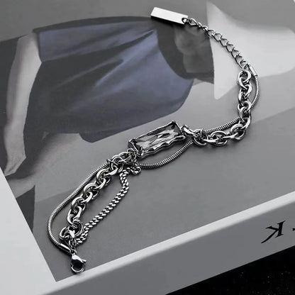Gray Agate Chain Bracelet – Trendy Titanium Steel Design
