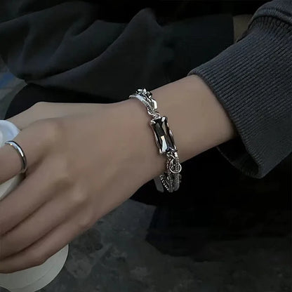 Gray Agate Chain Bracelet – Trendy Titanium Steel Design