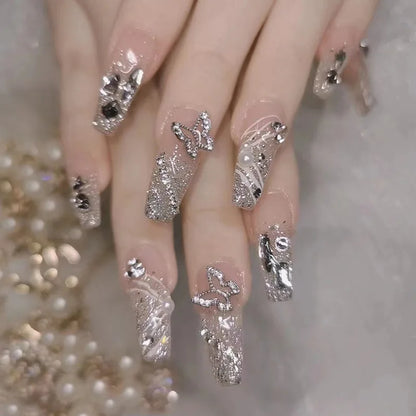 Butterfly Rhinestone Nail Set (Code-ZX#403)