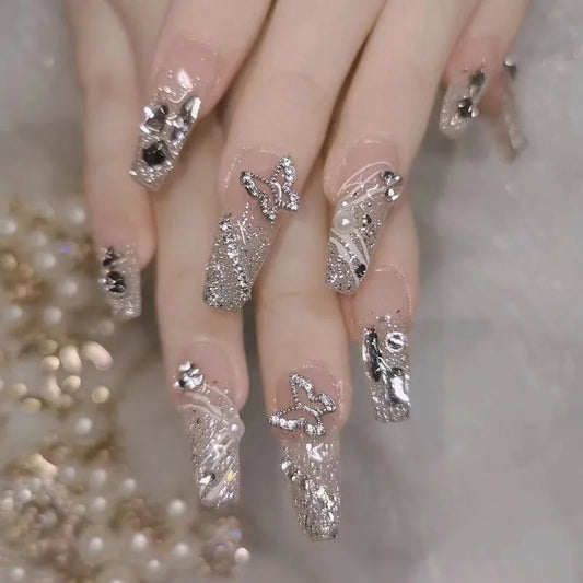 Butterfly Rhinestone Nail Set (Code-ZX#403)