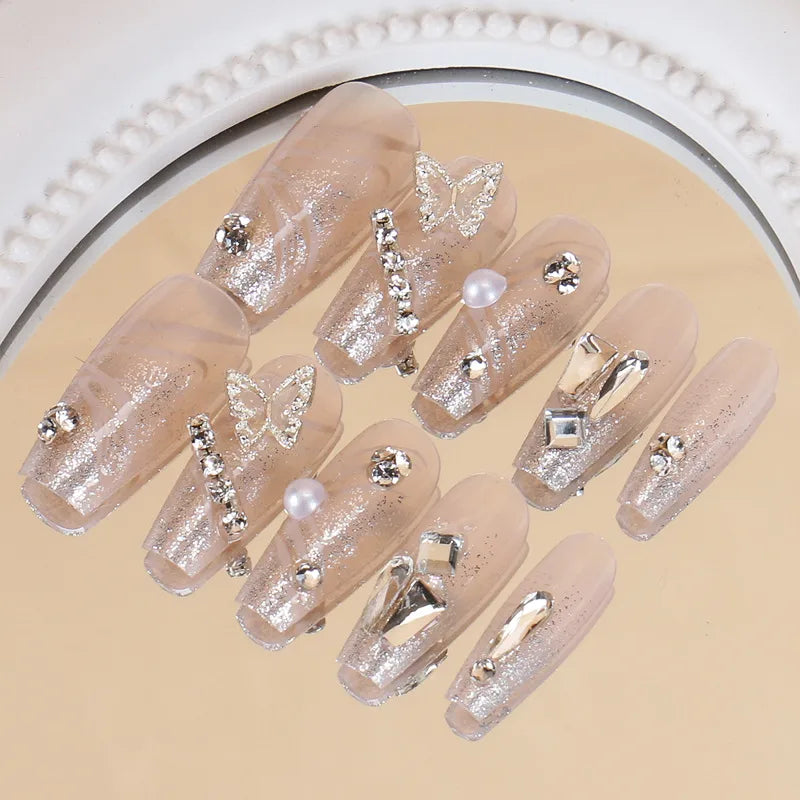 Butterfly Rhinestone Nail Set (Code-ZX#403)