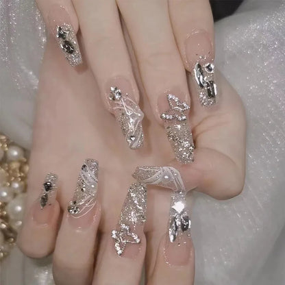 Butterfly Rhinestone Nail Set (Code-ZX#403)