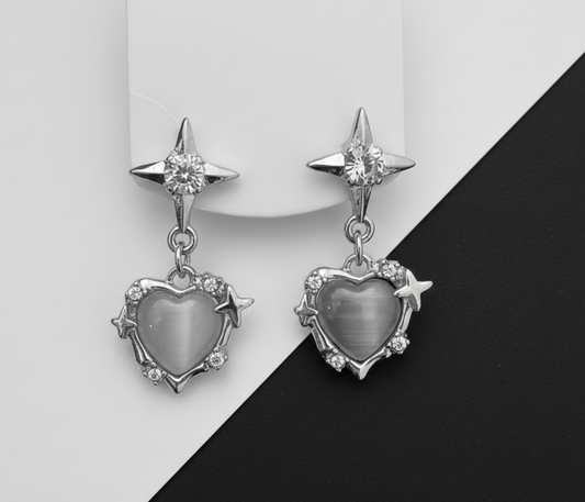 Celestial Star Heart Earrings (Code-ZX#644)