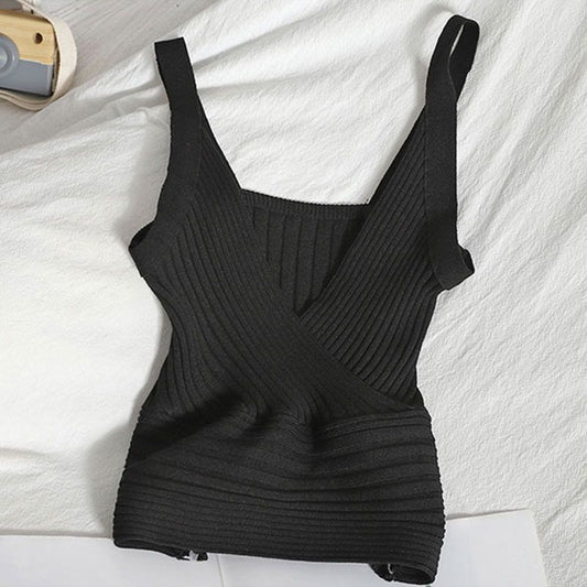 Women’s Sexy Patchwork Tank Top – Washed Knit