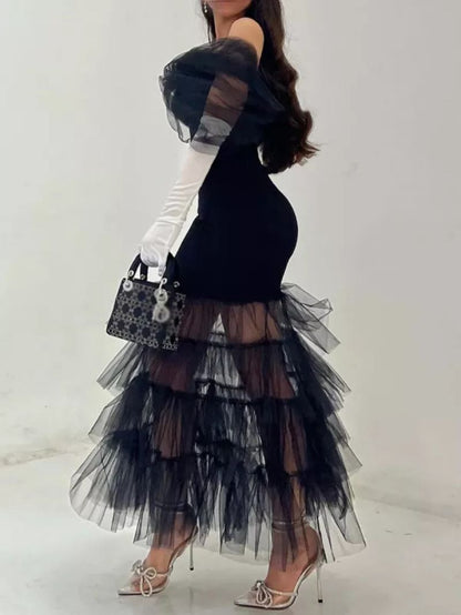 Women's Elegant Solid Color Party Dress – Off Shoulder, Half Sleeve, Evening & Cocktail Dress (Code: ZX#281)