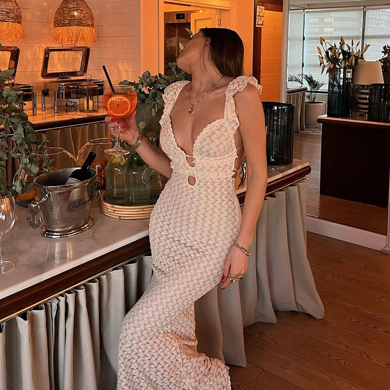 Women's Sexy Solid Color Sheath Dress – Oblique Collar, Sleeveless, Ribbon Detail, Party & Date Night Dress (Code: ZX#275)