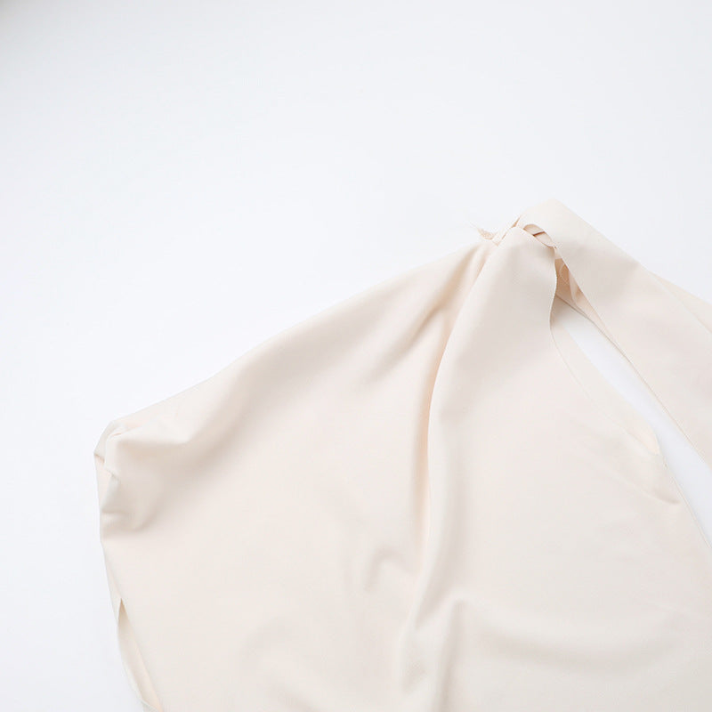 Women's Sexy Solid Color Sheath Dress – Oblique Collar, Sleeveless, Ribbon Detail, Party & Date Night Dress (Code: ZX#275)