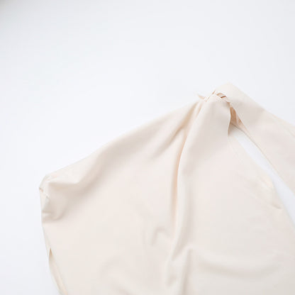 Women's Sexy Solid Color Sheath Dress – Oblique Collar, Sleeveless, Ribbon Detail, Party & Date Night Dress (Code: ZX#275)