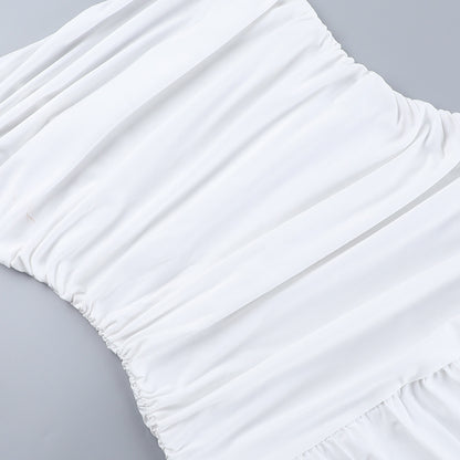 Women's Sexy Solid Color Princess Dress – Oblique Collar, Sleeveless, Banquet & Date Night Outfit (Code: ZX#283)