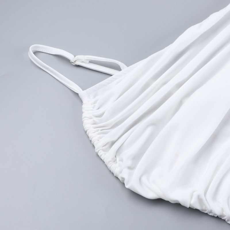 Women's Sexy Solid Color Princess Dress – Oblique Collar, Sleeveless, Banquet & Date Night Outfit (Code: ZX#283)