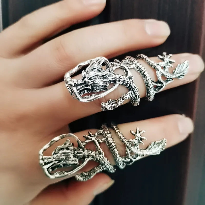 Silver Serpent Dragon Ring (Code-ZX#724)