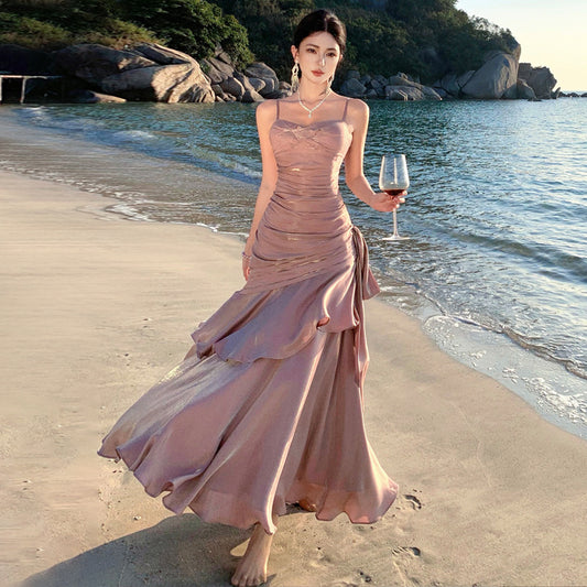 Women's Elegant Solid Color Party Dress – Strapless, Sleeveless, Streetwear Style Evening & Cocktail Dress