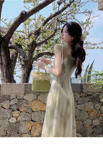 New Style Summer New Arrival Long Dress Fairy Ruffled Printed Sleeveless Elegant Dress