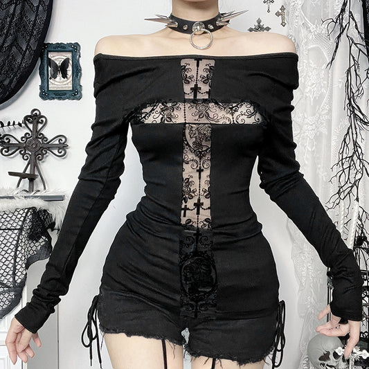 Women’s Street Style Patchwork T-Shirt – Long Sleeve Color Contrast Top, Sexy Halloween Hot Girl All-Match Tee