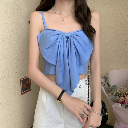Women's Sexy Butterfly Knot Knitted Vest – Summer Sleeveless Trendy Top (Code: ZX#325)