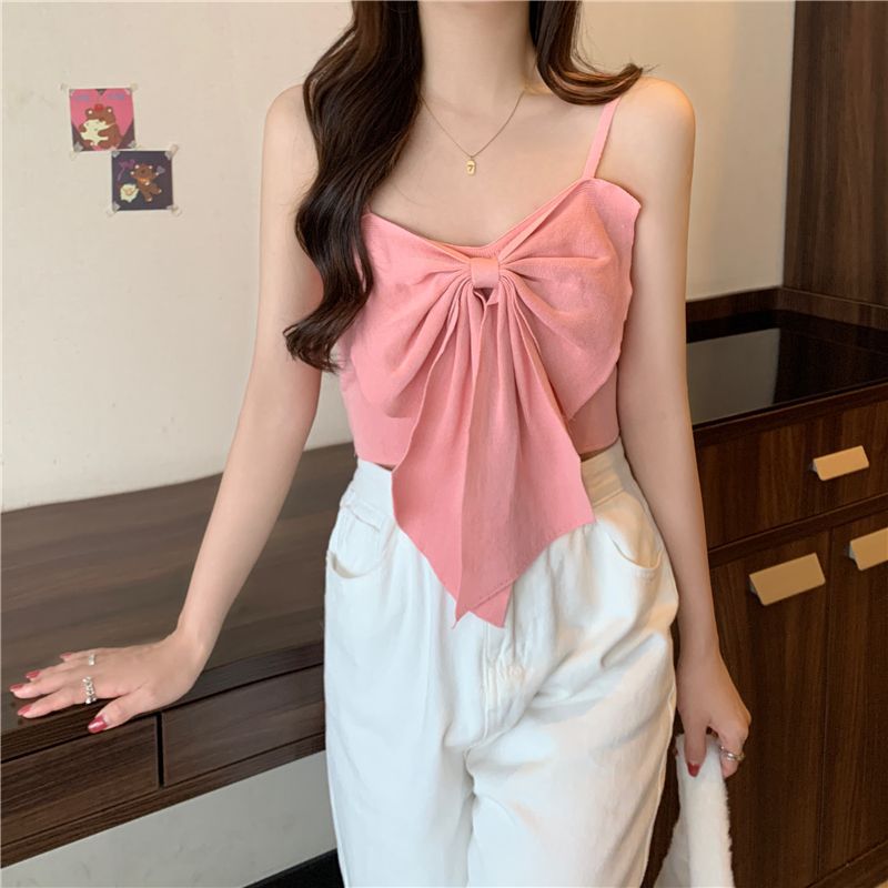 Women's Sexy Butterfly Knot Knitted Vest – Summer Sleeveless Trendy Top (Code: ZX#325)