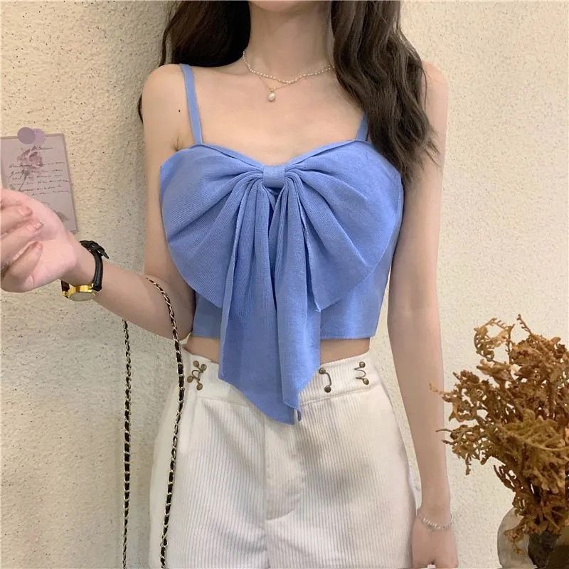 Women's Sexy Butterfly Knot Knitted Vest – Summer Sleeveless Trendy Top (Code: ZX#325)