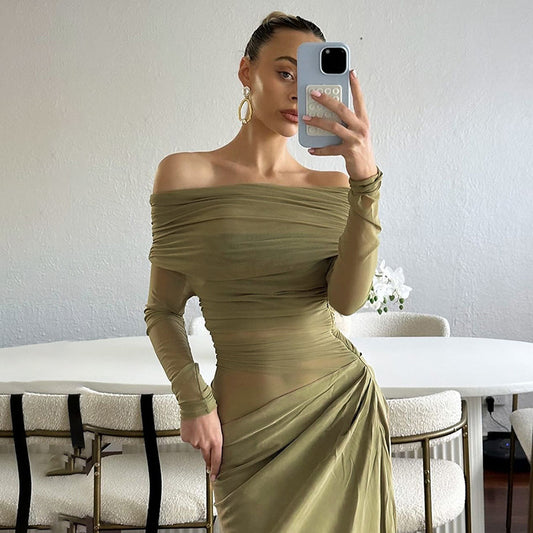 Women's Sexy Off Shoulder Mesh Evening Dresses – Sheer Party Wear Maxi & Bodycon Gowns