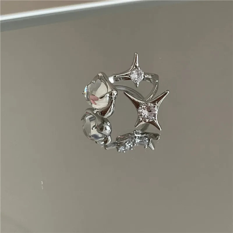 Y2K Star & Rose Crystal Ring