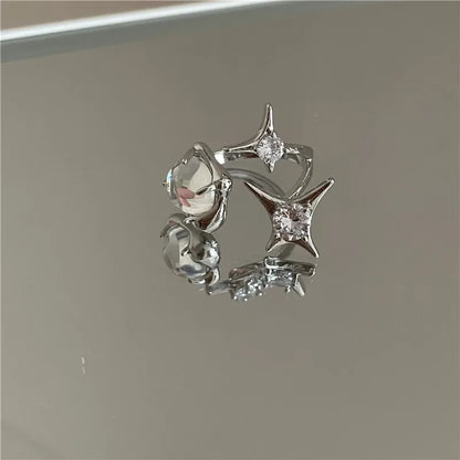Y2K Star & Rose Crystal Ring