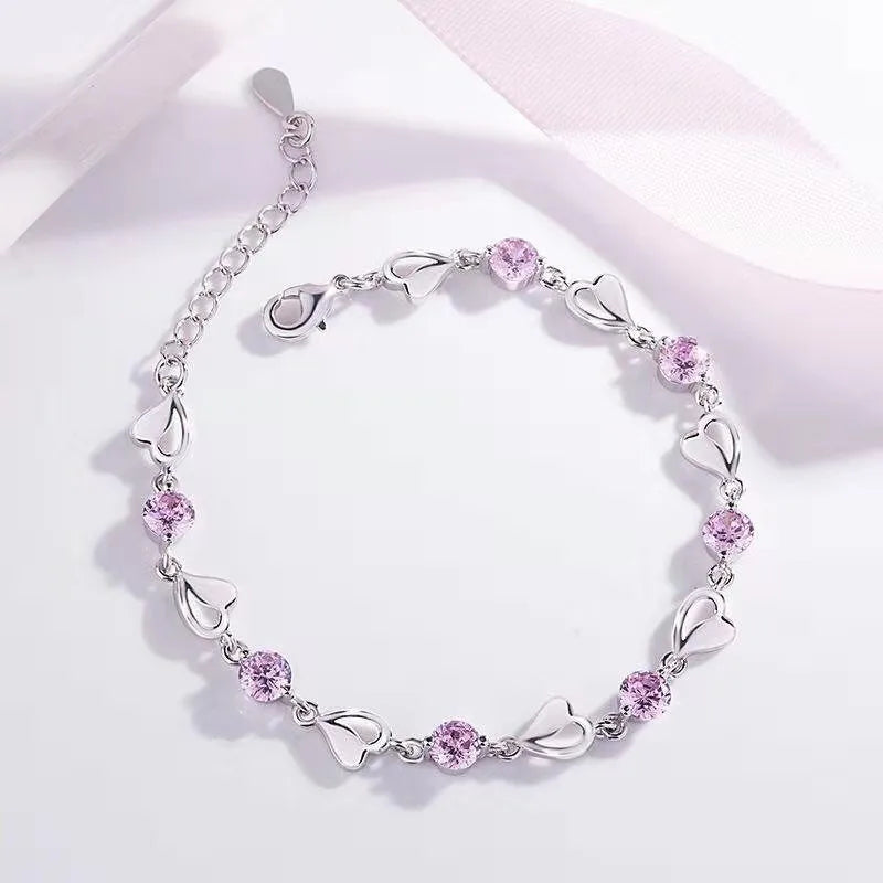 Lilac Heart Charm Bracelet (Code: ZX#53)