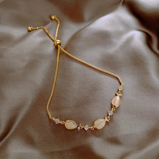 Golden Teardrop Elegance Bracelet (Code: ZX#622)