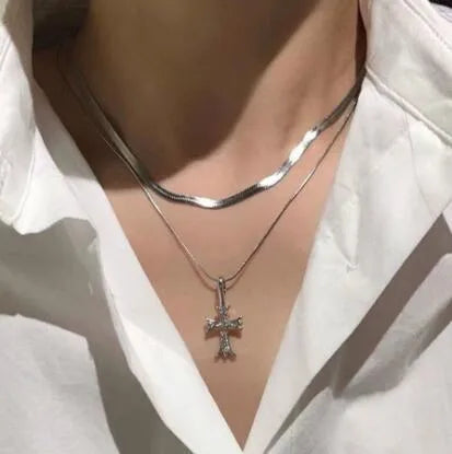 Double Layer Cross Necklace