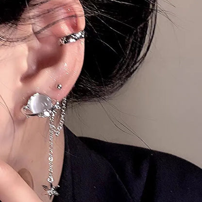 Lunar Eclipse Drop Chain Earrings (Code-ZX#638)