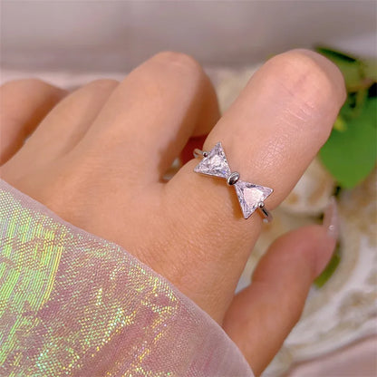 Elegant Heart, Bow & Flower Rings – Adjustable Open Zircon Jewelry