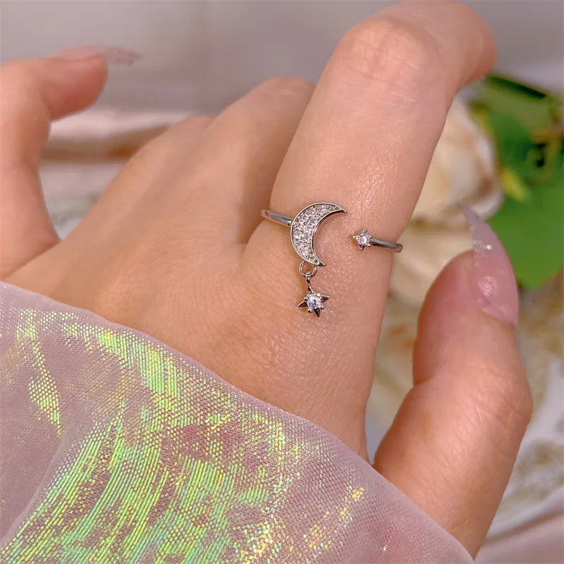 Elegant Heart, Bow & Flower Rings – Adjustable Open Zircon Jewelry
