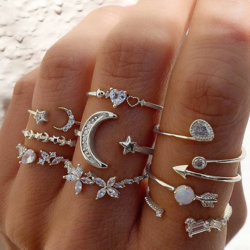 Celestial Moon & Star Ring Set (Product Code: ZX#652)