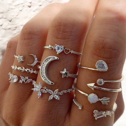 Celestial Moon & Star Ring Set (Product Code: ZX#652)