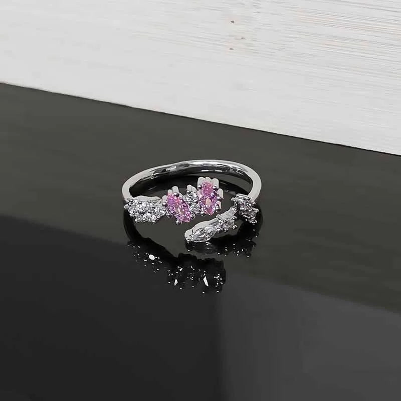 Starry Heart Bow Zircon – Adjustable Open Ring(Code: ZX#116)