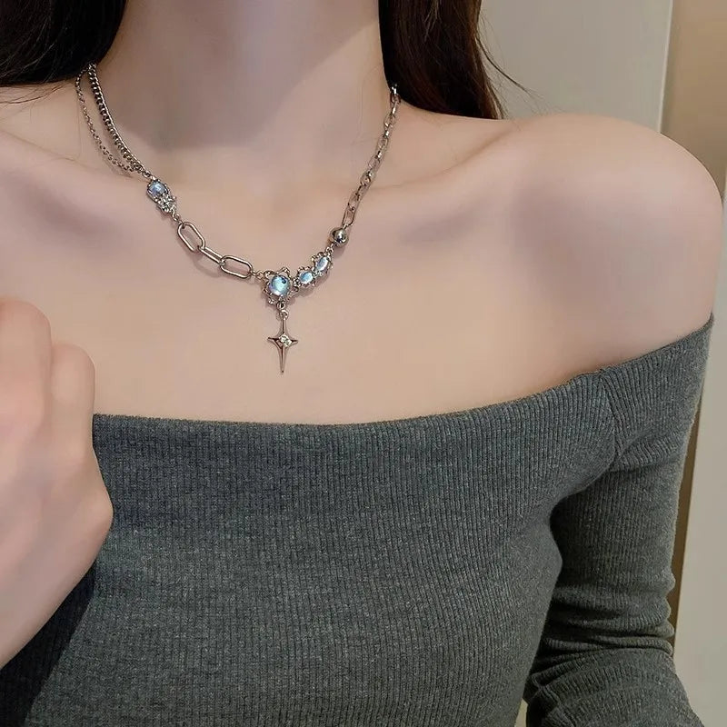 Celestial Cross Opal Necklace (Code-ZX#574)