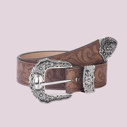 Retro Western Floral Buckle Belt (Code-ZX#742)